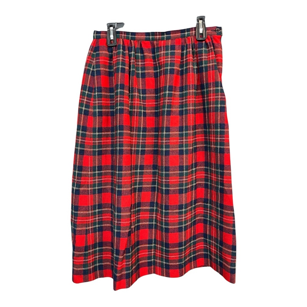 Vintage Pendleton Tartan Plaid Virgin Wool Midi Skirt Size 12